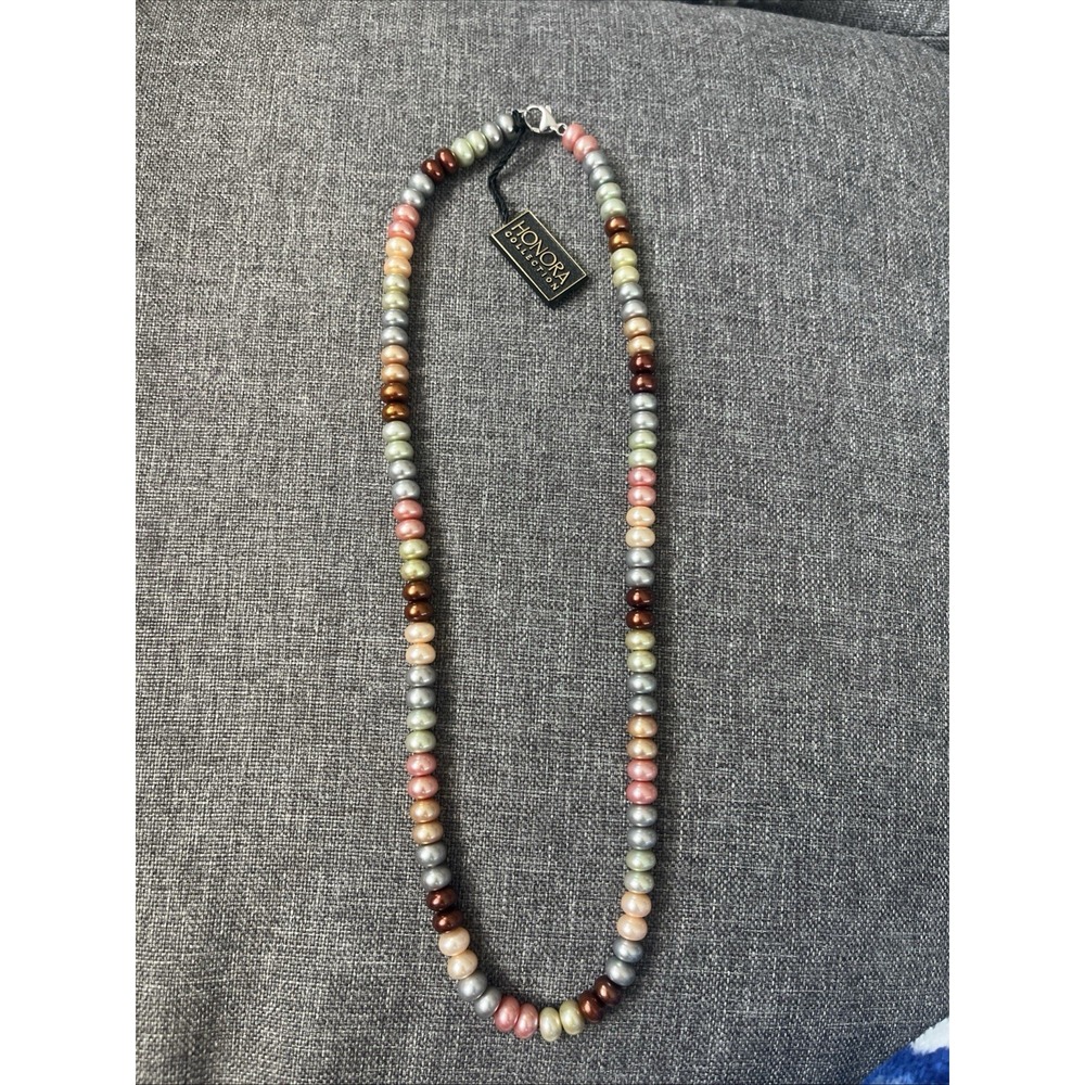 HONORA 925 Sterling Silver multicolor freshwater cultured pearl necklace 18"